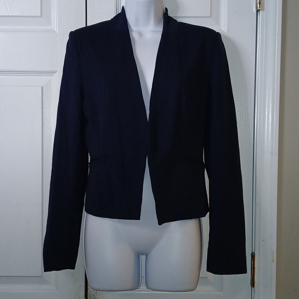 Mario Serrani Italy open front navy blue blazer with pockets lined blazer Sz 6